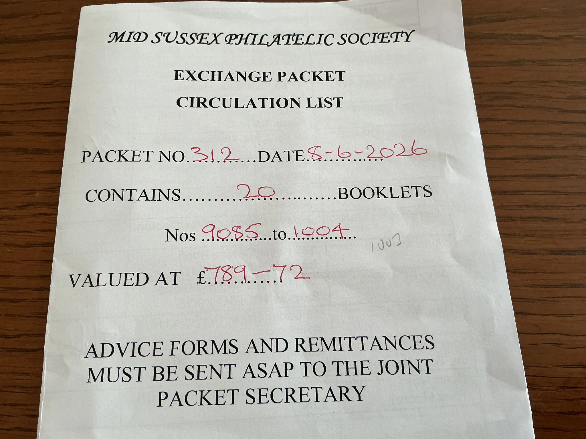Mid Sussex Exchange Packet
